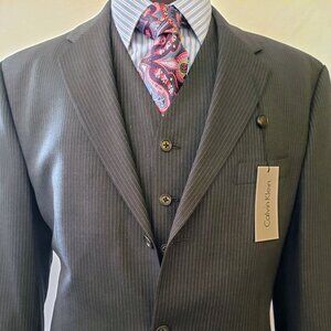 Calvin Klein Gray Pin 3 Btn, 3 pc Suit NWT